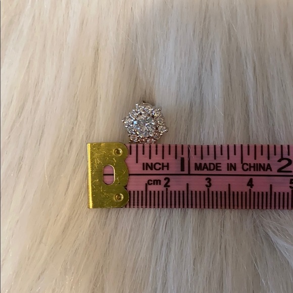 Sterling Silver hexagon CZ Earrings - Picture 7 of 7